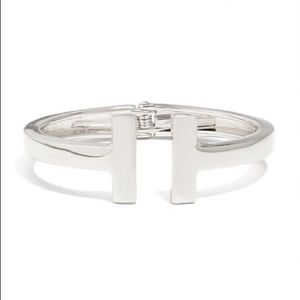 Vertical Bar Bangle Bracelet - White Gold/Silver